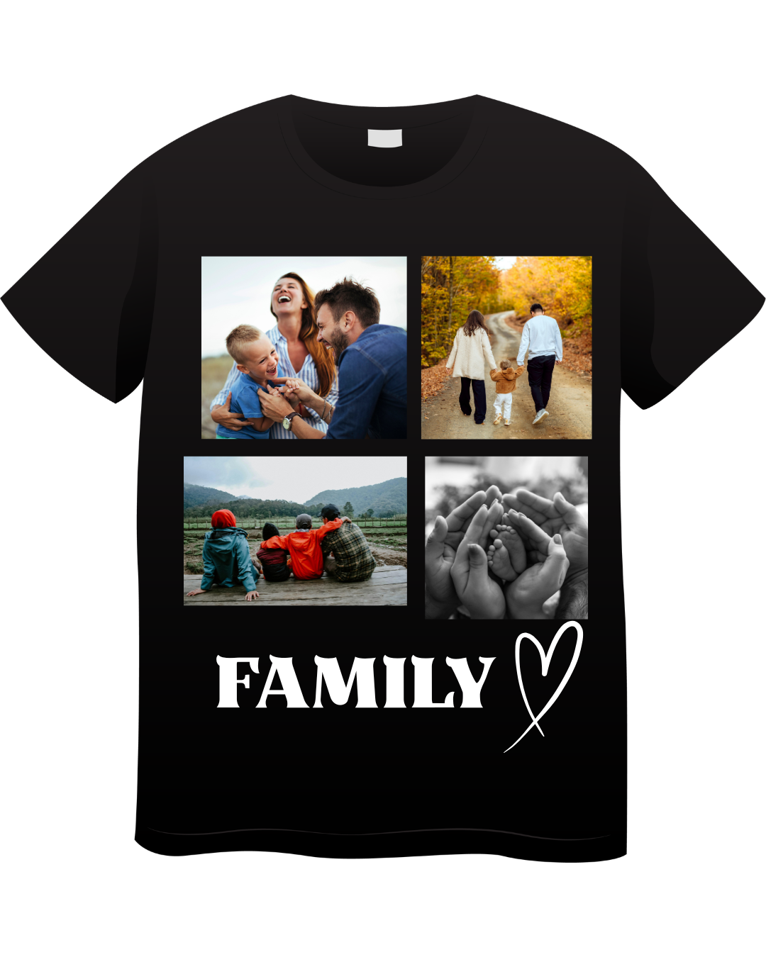 Personalised Family Photo T-Shirt - 4 Photos